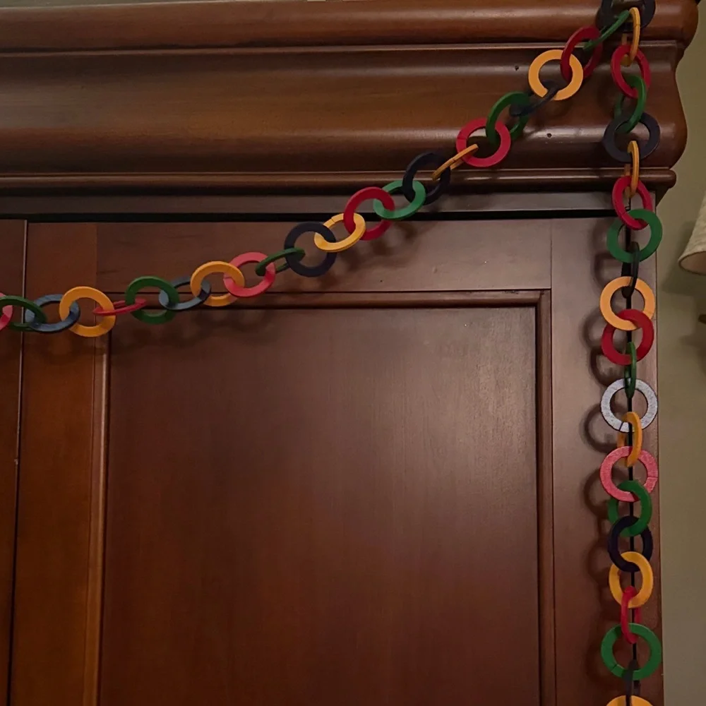 Fun Wooden Rainbow Chain Garland - Multicolor Home Party Decor